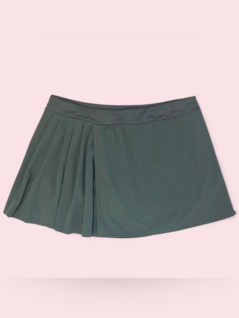 Sage Green Pleated Tennis Golf Mini Skirt / Skort With Pockets Size Large